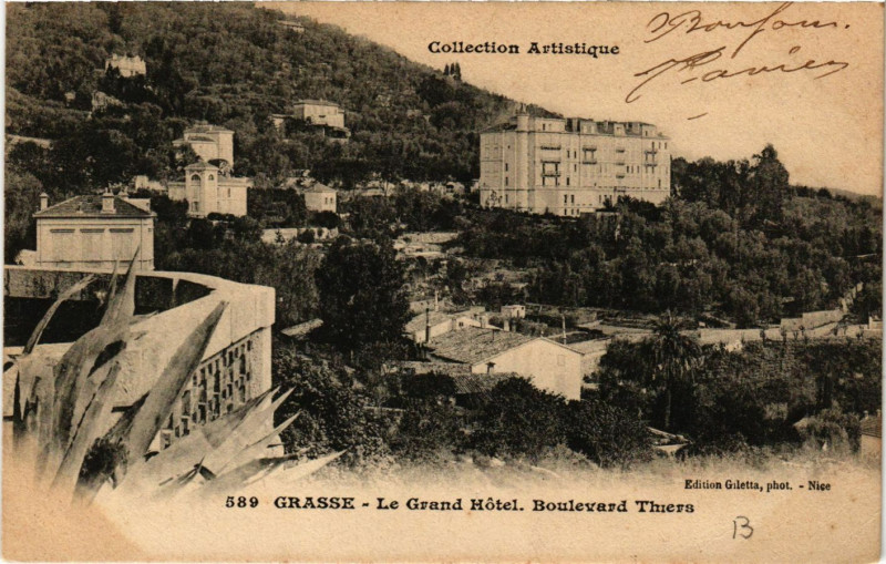 Carte postale ancienne Grasse - Le Grand Hotel - Boulevard Thiers à Grasse
