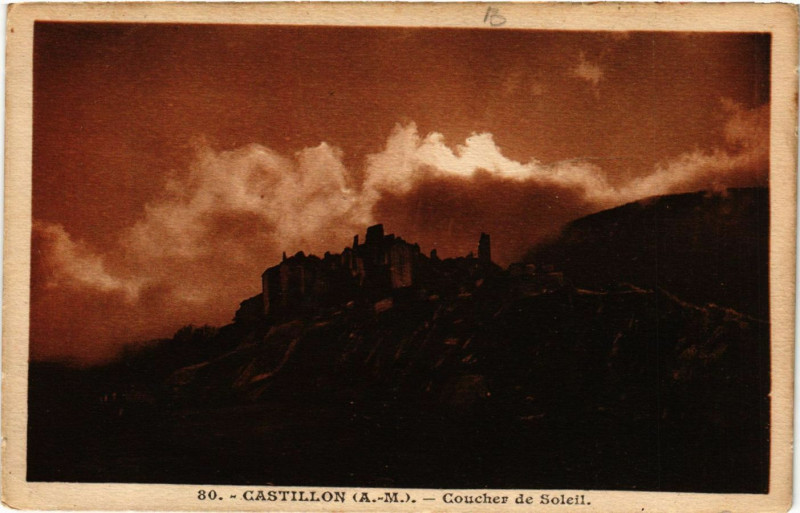 Carte postale ancienne Castillon - Coucher de Soleil à Castillon