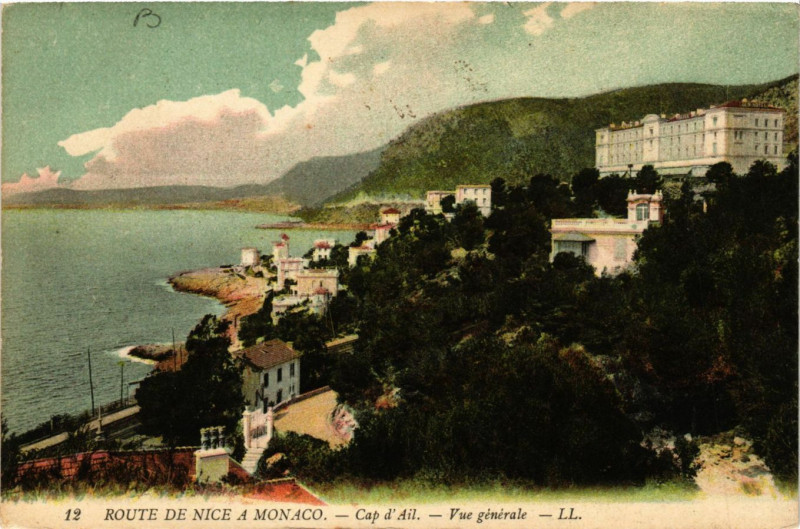 Carte postale ancienne Cap-d'Ail - Vue générale - Route de Nice a Monaco à Cap-d'Ail