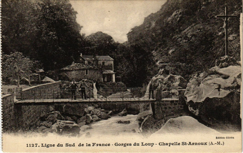 Carte postale ancienne Chapelle Saint-Arnoux - Gorges du Loup - Ligne du Sud de la France