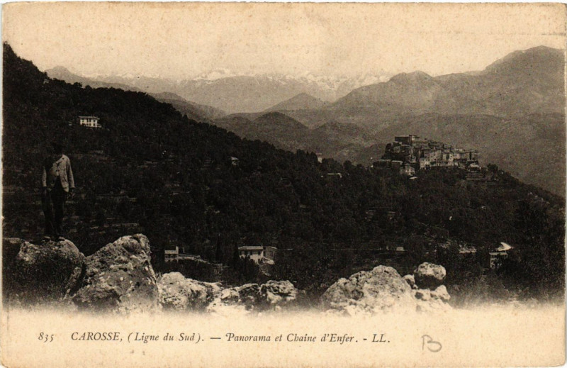 Carte postale ancienne Carosse - Panorama et Chaine d'Enfer
