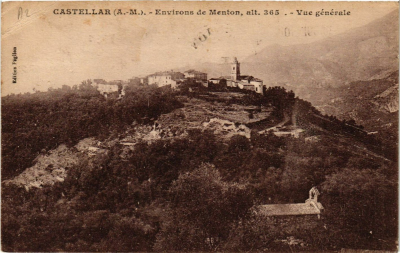 Carte postale ancienne Castellar - Vue générale - Env. de Menton à Castellar