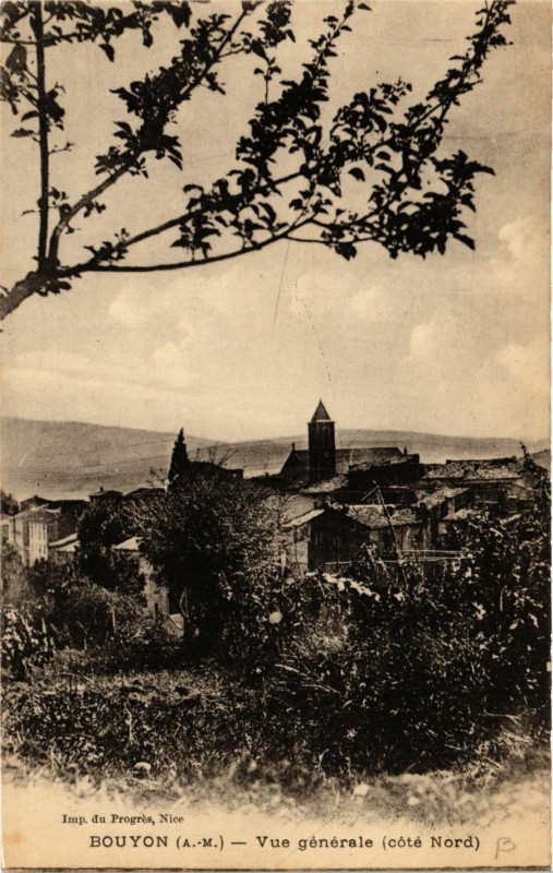 Carte postale ancienne Bouyon - Vue générale - coté Nord à Bouyon