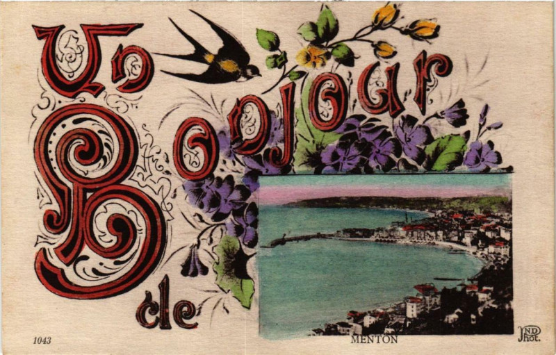 Carte postale ancienne Un Bonjour de Menton à Menton