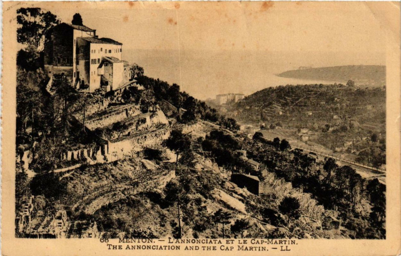 Carte postale ancienne Menton L'Annonciata et le Cap-Martin à Menton