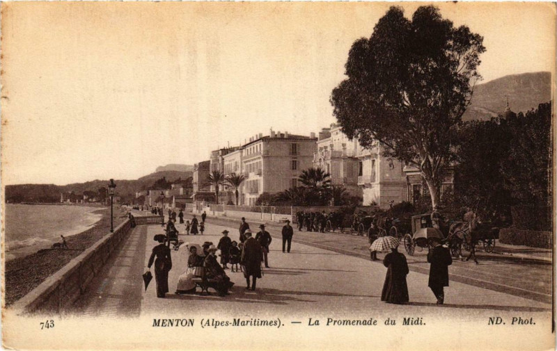Carte postale ancienne Menton La Promenade du Midi à Menton