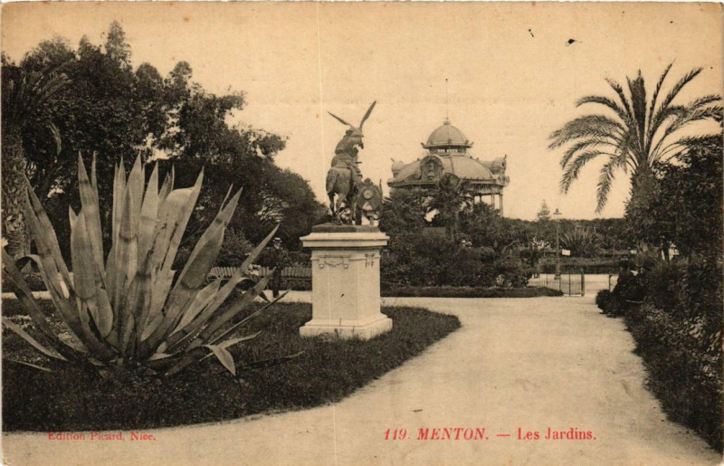 Carte postale ancienne Menton Les Jardins à Menton