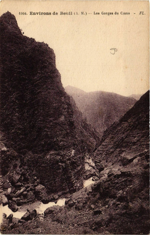 Carte postale ancienne Beuil - Env. - Les Gorges du Cians à Beuil