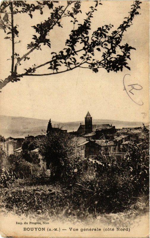 Carte postale ancienne Bouyon - Vue générale - coté Nord à Bouyon