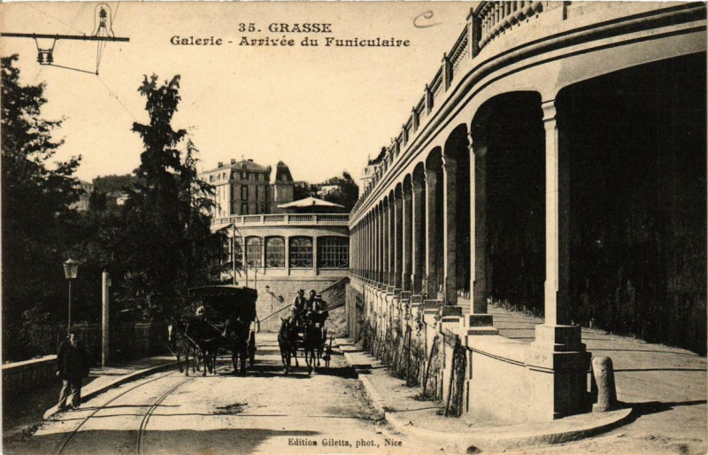 Carte postale ancienne Grasse Galerie - Arrivée du Funiculaire à Grasse