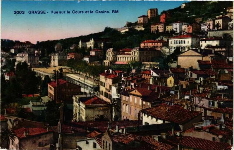 Carte postale ancienne Grasse Vue sur le Cours et le Casino à Grasse