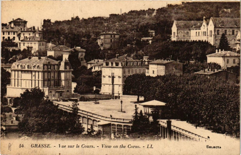 Carte postale ancienne Grasse Vue sur le Cours à Grasse