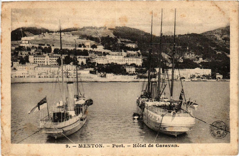 Carte postale ancienne Menton Port - Hotel de Garavan à Menton