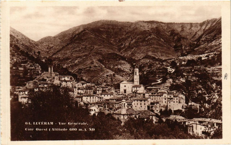 Carte postale ancienne Luceram Vue générale coté Ouest à Lucéram