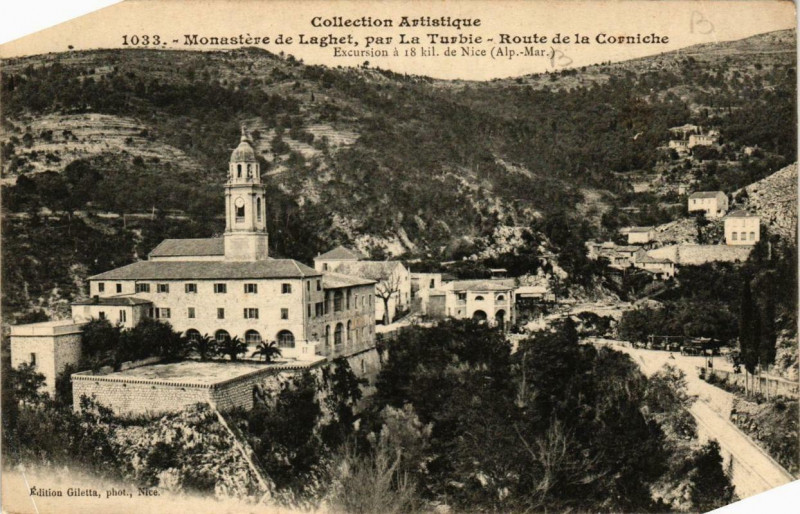 Carte postale ancienne Monastere de LAGHET, par La Turbie - Route de la Corniche à La Turbie