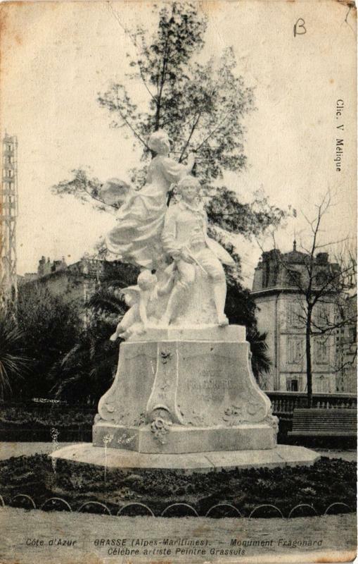 Carte postale ancienne Grasse Monument Friagonard Celebre artiste à Grasse