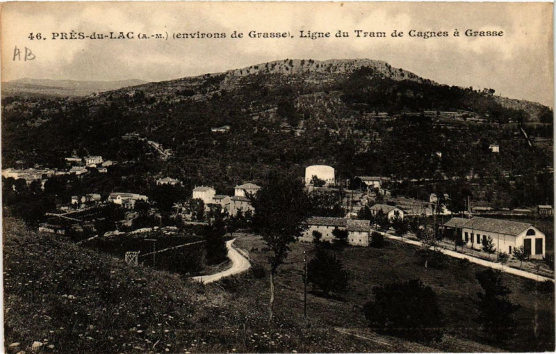 Carte postale ancienne Pres-du-Lac Ligne du Tram de Cagnes a Grasse à Grasse