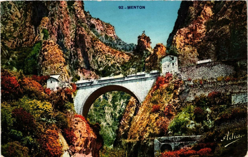 Carte postale ancienne Menton Le Pont St-Louis à Menton