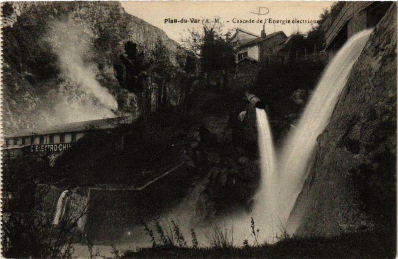 Carte postale ancienne Plan-du-Var Cascade de l'Energie electrique