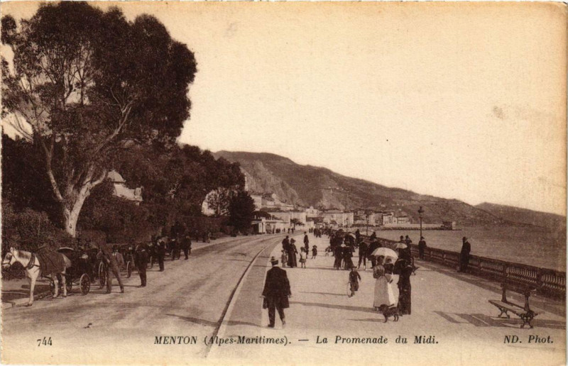 Carte postale ancienne Menton La Promenade du Midi à Menton