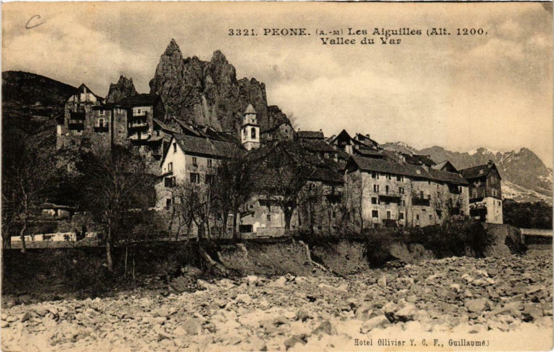 Carte postale ancienne Peone Les Aiguilles - Vallée du Var à Péone