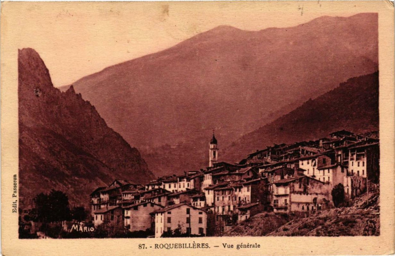Carte postale ancienne Roquebilliere Vue générale à Roquebillière