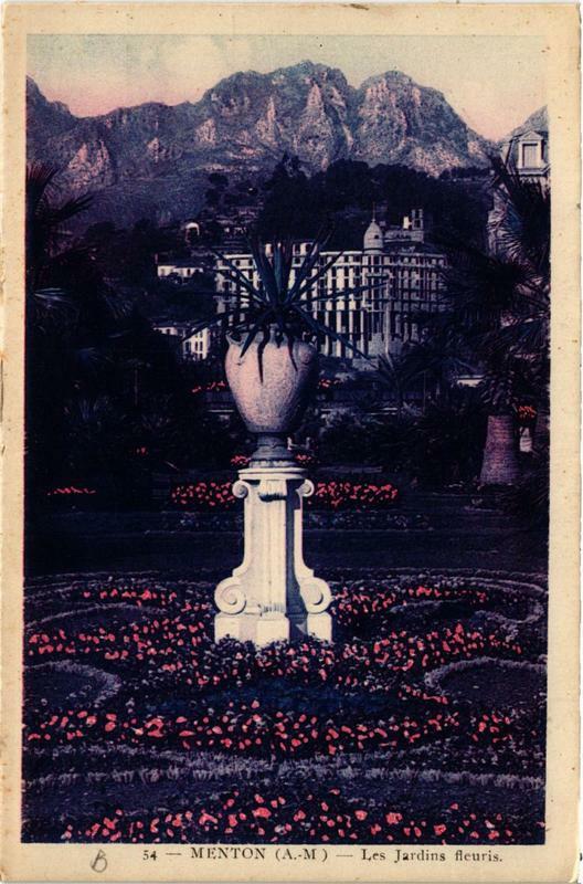 Carte postale ancienne Menton Les Jardins fleuris à Menton