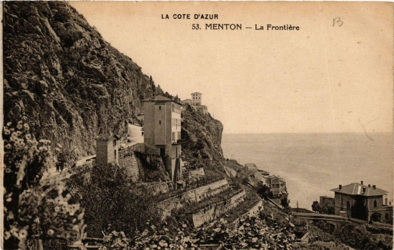 Carte postale ancienne Menton La Frontiere à Menton