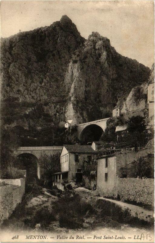 Carte postale ancienne Menton Vallée du Real - Pont St-Louis à Menton