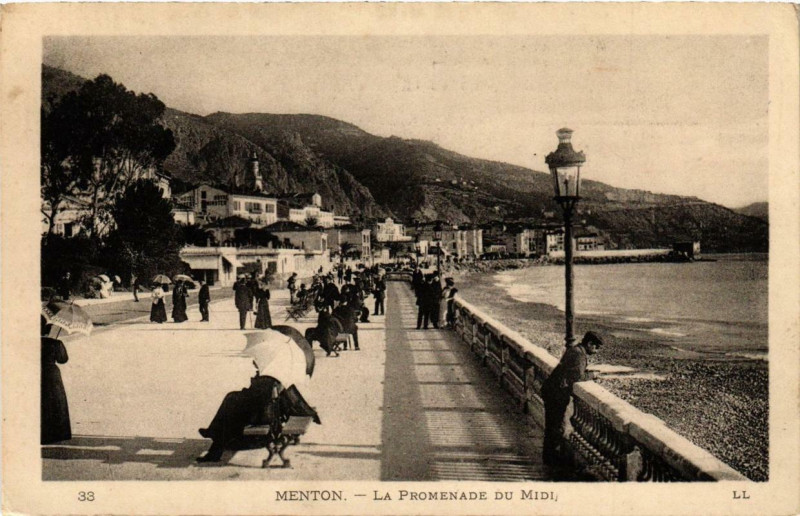 Carte postale ancienne Menton La Promenade du Midi à Menton