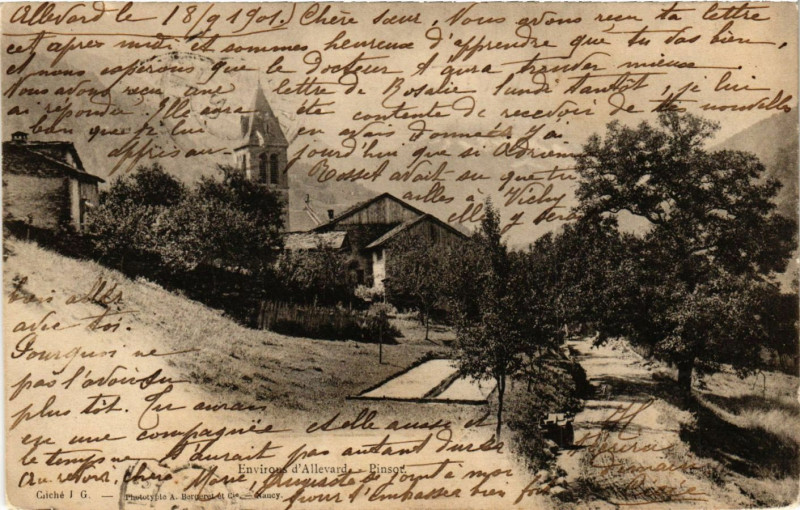 Carte postale ancienne Pinsot - Scene - Env. d'Allevard à Allevard