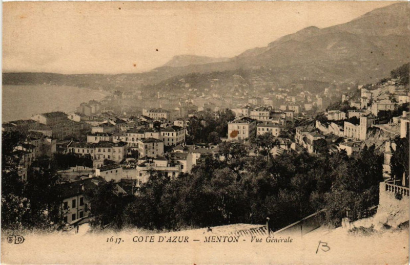 Carte postale ancienne Menton Vue générale à Menton