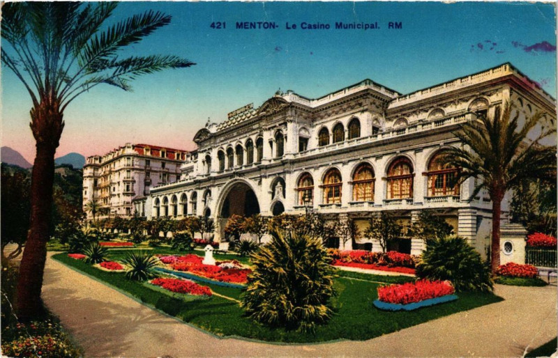 Carte postale ancienne Menton Le Casino Municipal à Menton