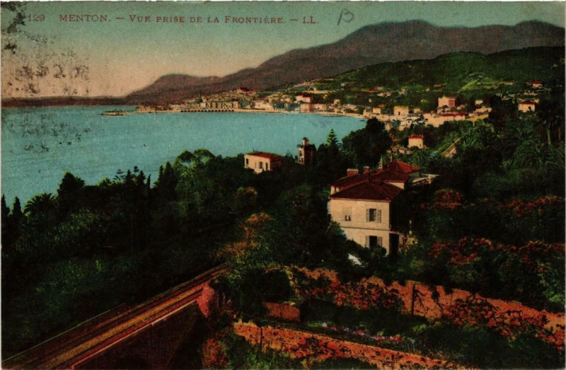 Carte postale ancienne Menton Vue prise de la Frontiere à Menton