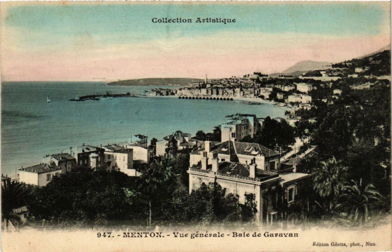 Carte postale ancienne Menton Vue générale - Baie de Garavan à Menton