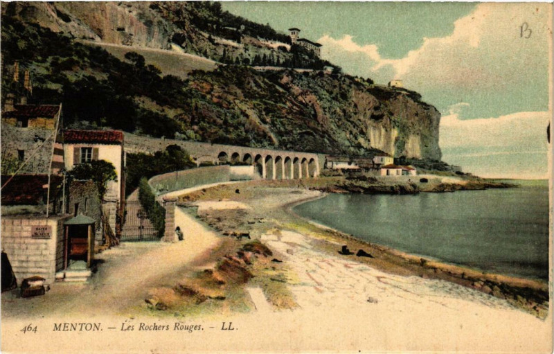 Carte postale ancienne Menton Les Rochers Rouges à Menton