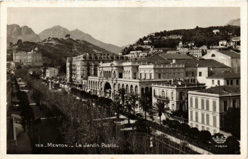 Carte postale ancienne Menton Le Jardin Public à Menton