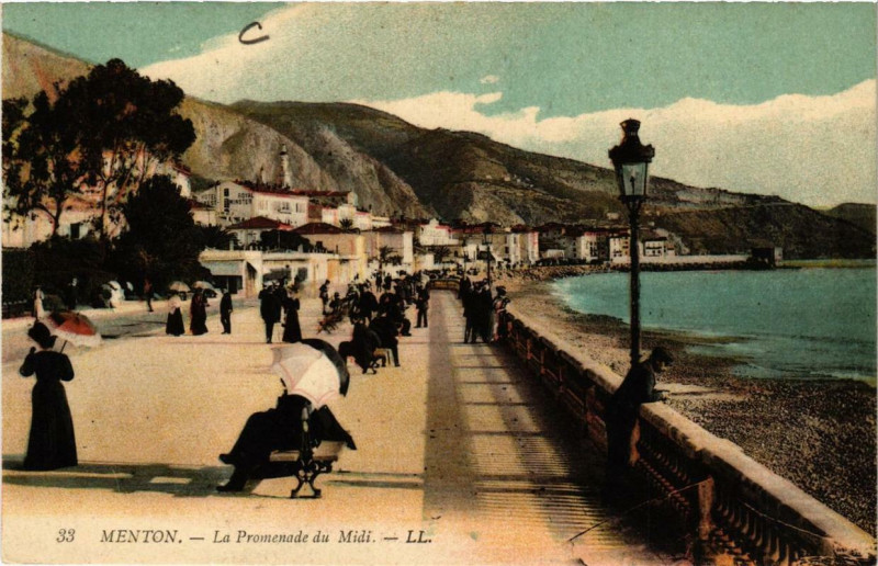 Carte postale ancienne Menton La Promenade du Midi à Menton