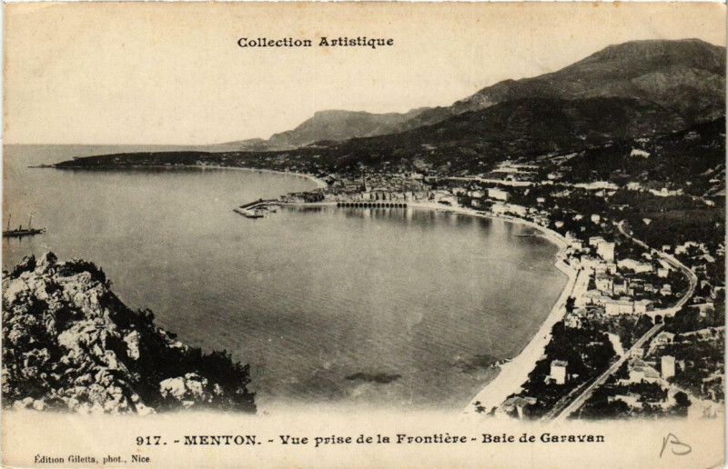 Carte postale ancienne Menton Vue prise de la Frontiere à Menton