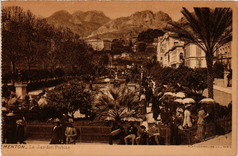 Carte postale ancienne Menton Le Jardin Public à Menton