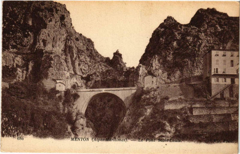 Carte postale ancienne Menton Le Pont Saint-Louis à Menton