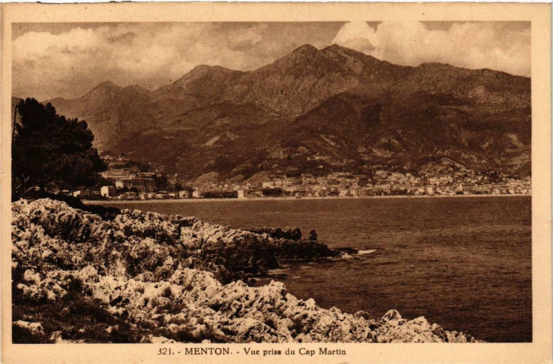Carte postale ancienne Menton Vue Prise du Cap-Martin à Menton