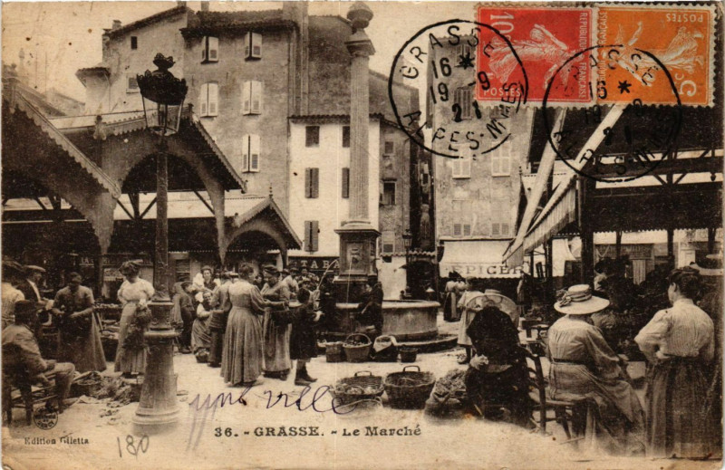 Carte postale ancienne Grasse - Le Marché à Grasse