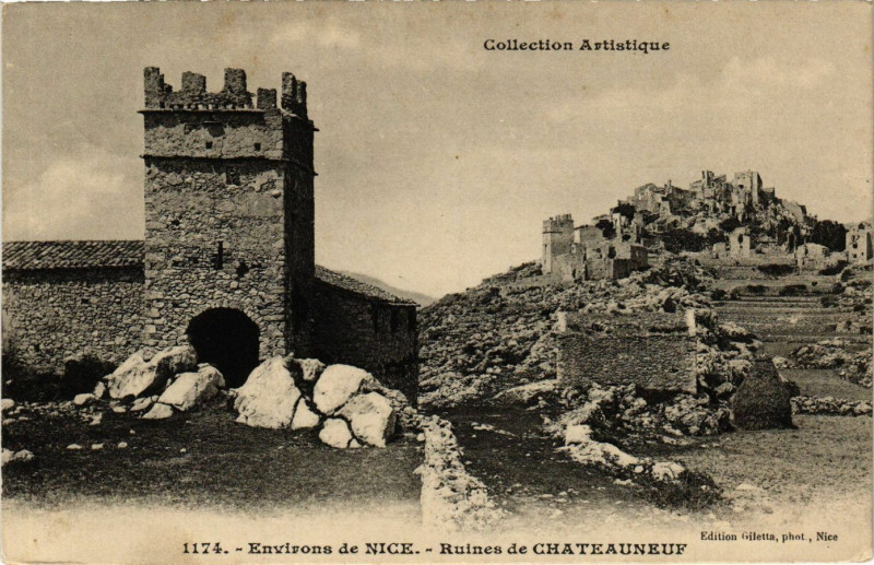 Carte postale ancienne Ruines de Chateauneuf - Env. de Nice à Nice