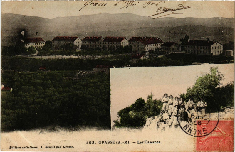 Carte postale ancienne Grasse - Les Casernes à Grasse