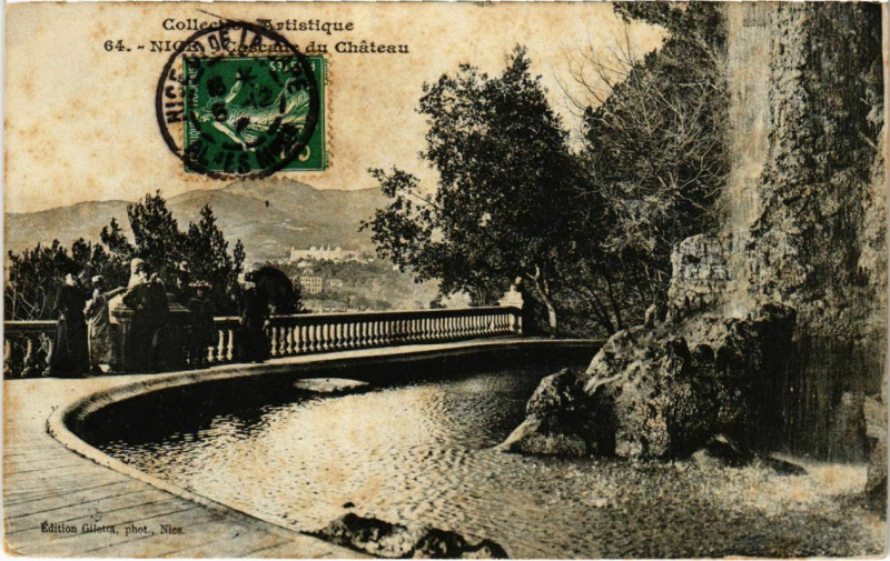 Carte postale ancienne Nice- Cascade du Chateau France à Nice