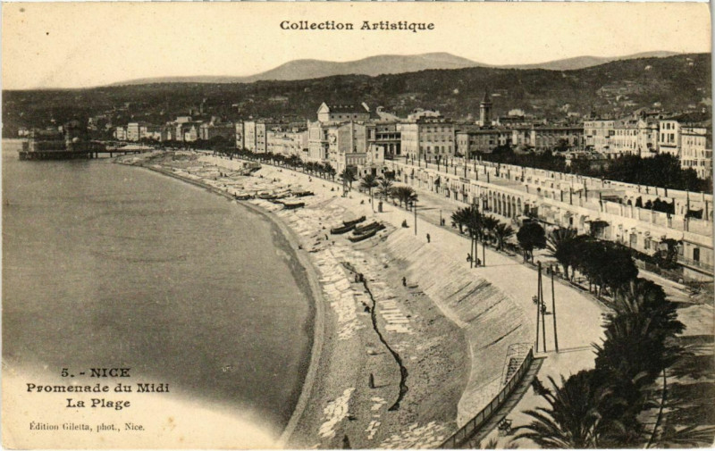 Carte postale ancienne Nice- Promenade du Midi, la Plage France à Nice