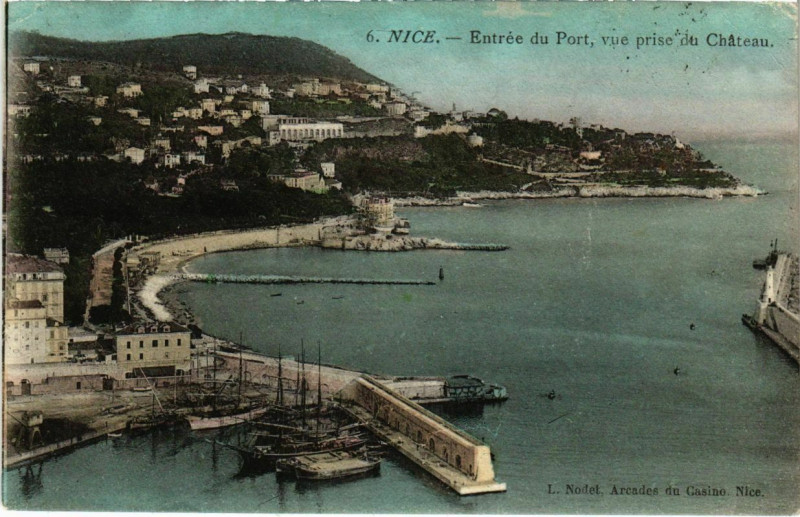 Carte postale ancienne Nice- Entree du Port France à Nice