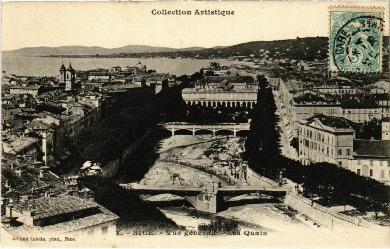Carte postale ancienne Nice- vue generale , Les Quais France à Nice