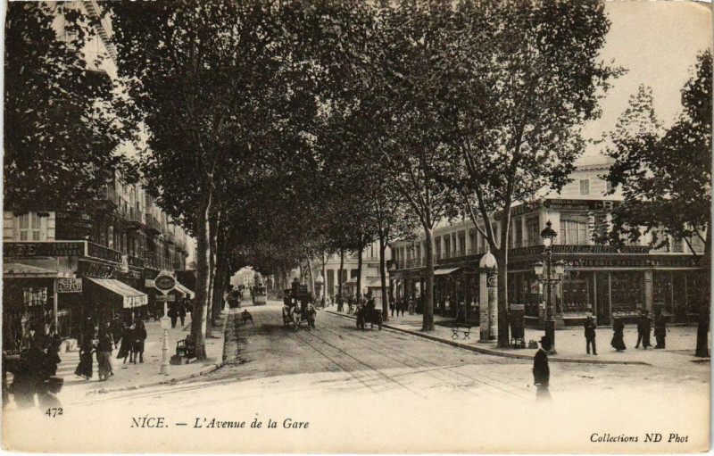 Carte postale ancienne Nice- Avenue de la Gare France à Nice
